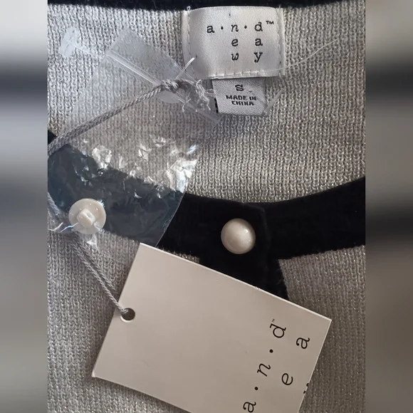 A New Day Metallic Silver Cardigan with Black Trim – Size S - Picture 6 of 6